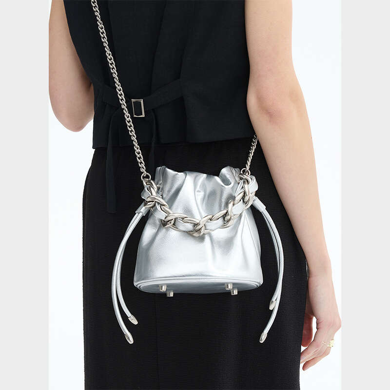 Women's Bags Designer Silver Bucket New Chain Handbag Luxury Fashion Leather Face Crossbody Bag