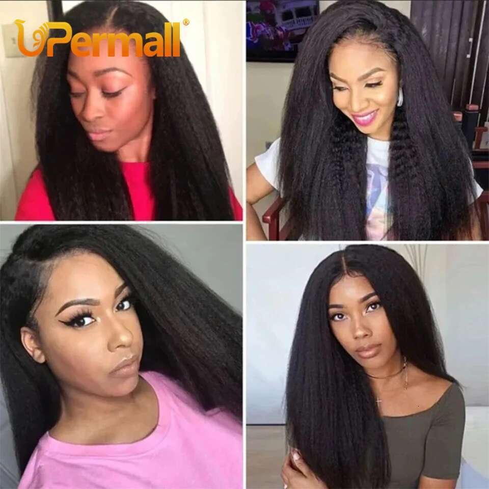 Upermall 13x4 Kinky Straight Lace Frontal Pre Plucked With Baby HD Transparent Yaki 4x4 Closure Remy Human Hair For Women
