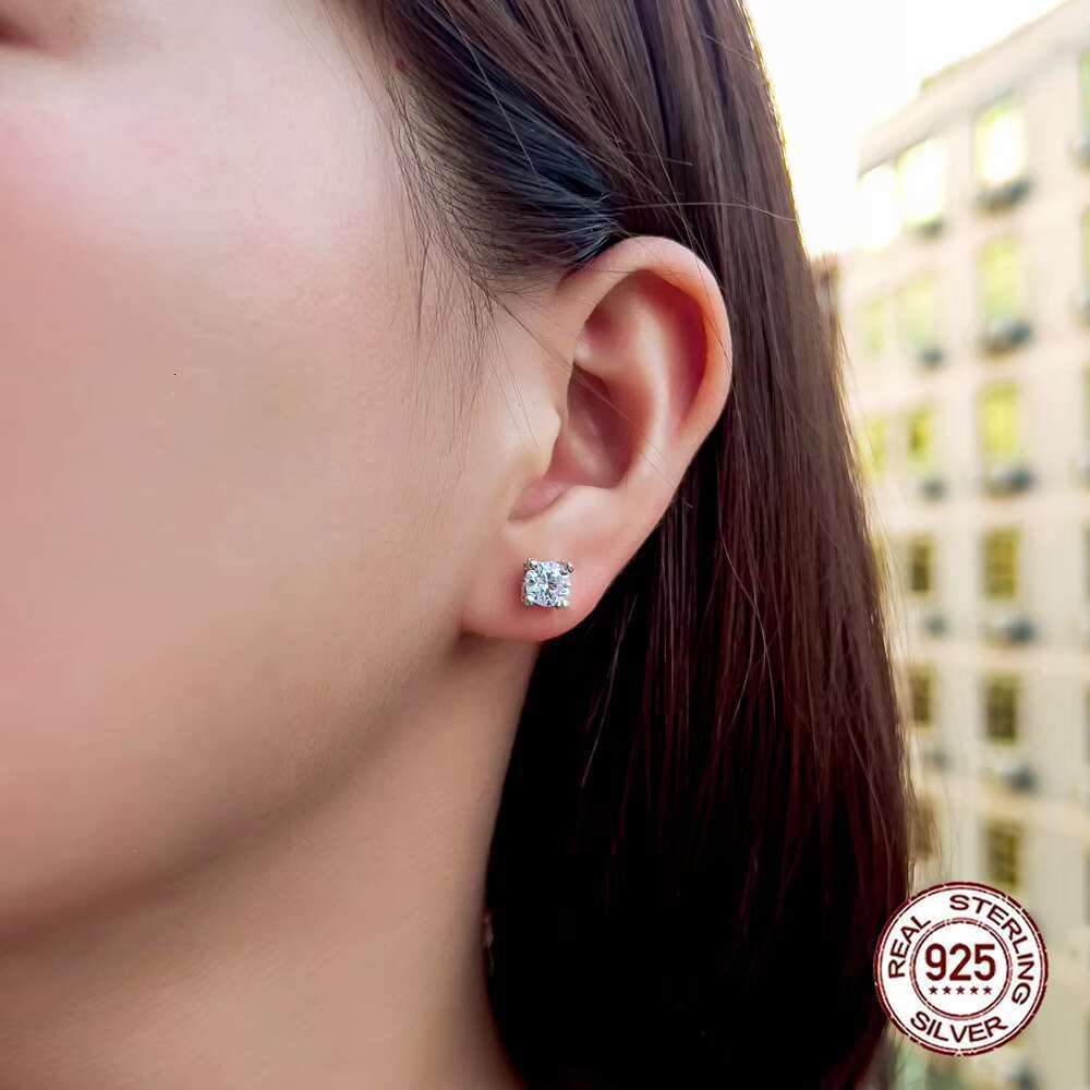 6mm exquisite petal design gold-plated pure sier round cut cubic zirconia earrings for women's daily boutique accessories