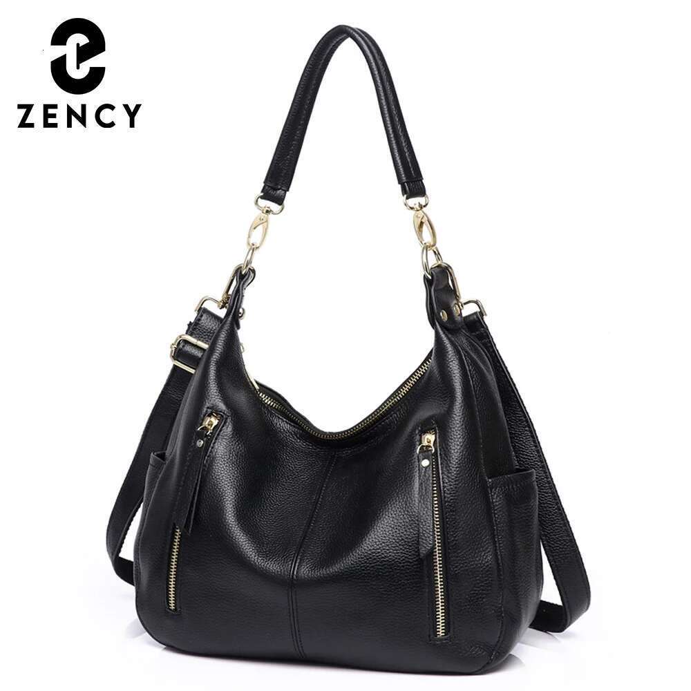 Zency Soft Genuine Leather Handbag High Quality Large Capacity Women's Hobos Shoulder Elegant Classic Female Crossbody Bags