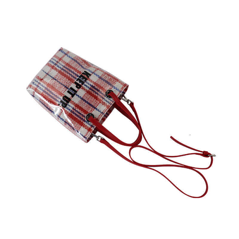 Women's Bags Designer Korean INS Red Checkered Canvas Classic Snake Skin Mini Bag, Crossbody Gift, Niche PE Woven Bag