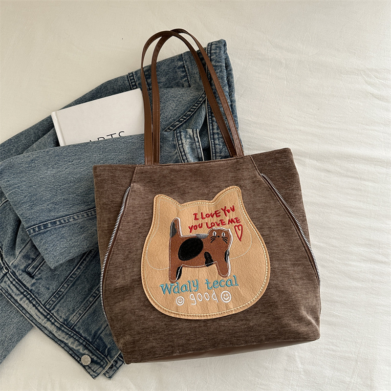 Free Delivery Designer Bag Biscuit Cat For Women In Autumn 2025 New Trendy College Style Tote Korean Large Capacity Single Shoulder Backpack Luxury Ba