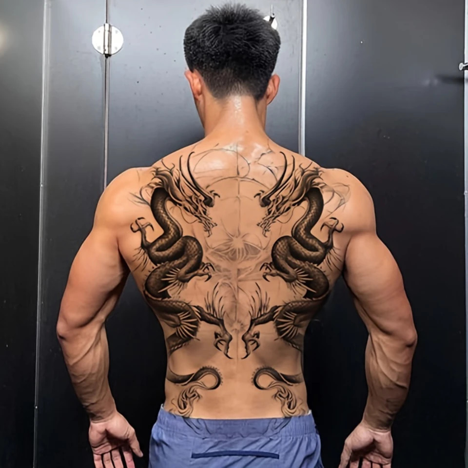 Temporary Waterproof Dragon Totem Full Back Tattoo Sticker Lasting For One To Two Weeks Realistic Tattoo Color That Does Not R 250515