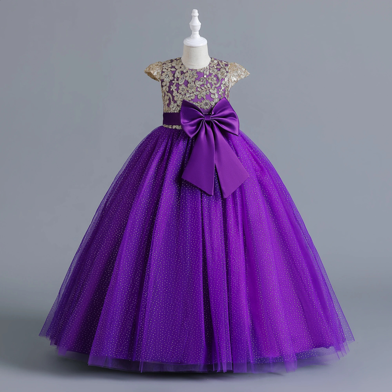 Girl dress in sleeveless sequins wedding dress flower girl performing princess dress long dress 250519
