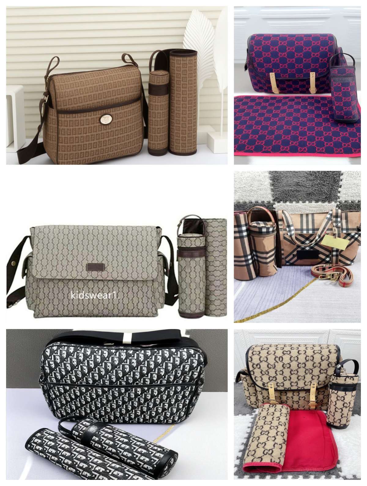 2025 Baby Bag Designer Diaper Bag Purse Large Nursing Mommy diaper bag Vintage Alphabet zipper bag 3-piece set change cushion bottle holder high quality3