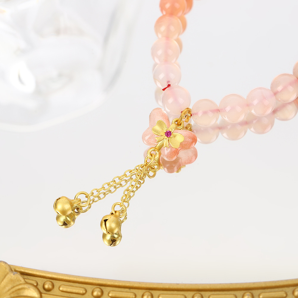 butterfly pendant with a high-end feel for girls, featuring Chinese style salt source agate design and gradient crystal powder bracelet