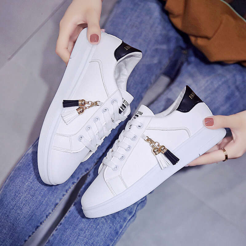 Leather faced white women's summer breathable running student Korean version casual sports board shoes, low cut flat shoes