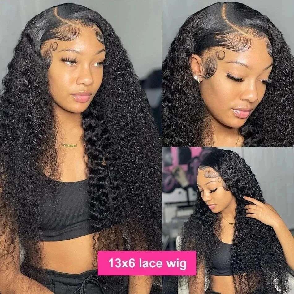 200 Density Deep Wave Front 13x6 Hd Frontal 4x4 13x4 Curly Human Hair Wigs For Women 360 Pre Plucked Lace Wig