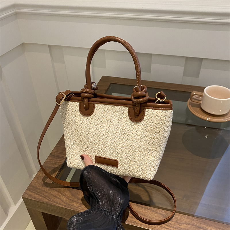 Free Delivery Designer Bag Rural Style Hand Held Straw Bucket For Women 2025 New Summer Light Niche High End Feeling Crossbody Woven Luxury Bag