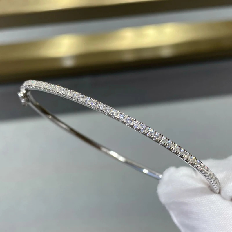 Quality Pure 925 Sterling Silver Jewelry For Women Gold Bangle Move Diamond Bangle Wedding Jewelry Around Rivet 6cm Bangle 250515