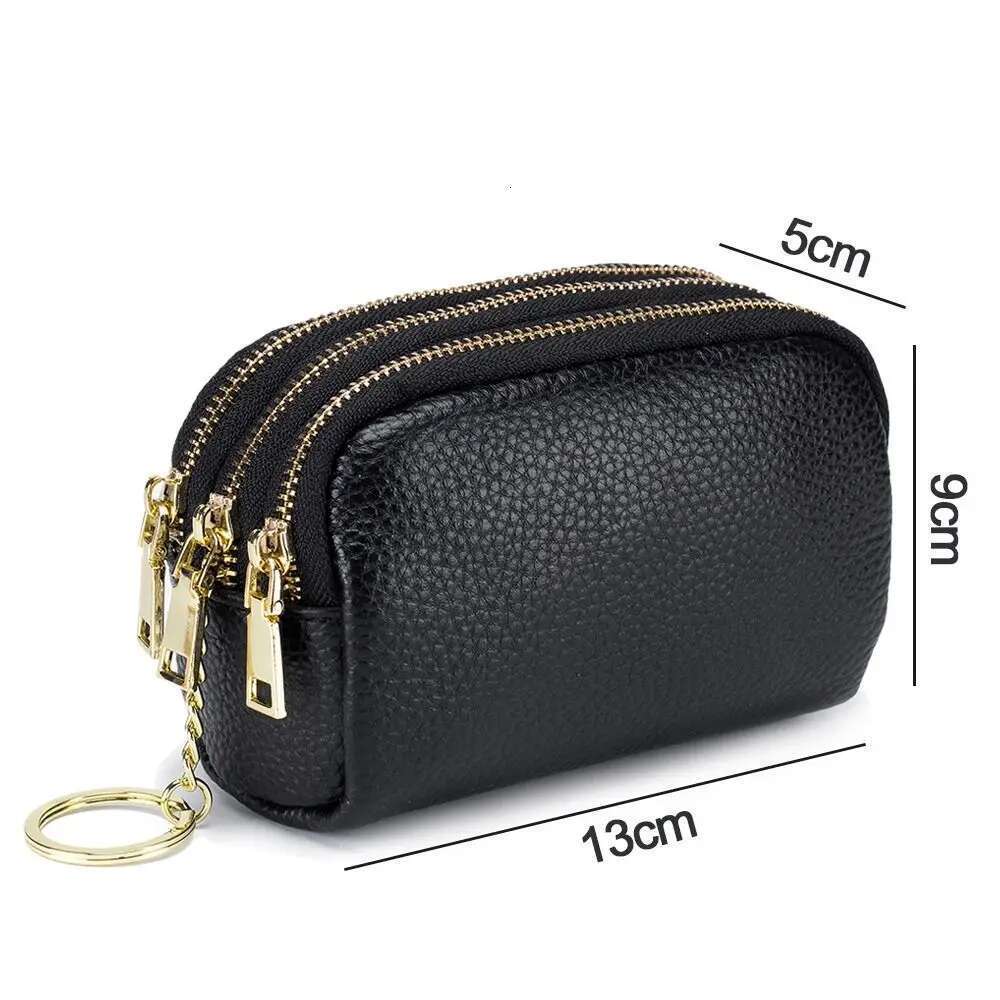 Genuine Leather Mini Pocket Zipper Small Money Bag Female Women Wallet Purse Short Card Coin Key Holder Change Pouch