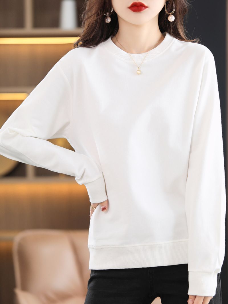 L1603 Unisex Sweatshirt Large Size Loose Combed Cotton Round Neck Pullover Autumn and Winter Sweatshirt Jacket All-match Women