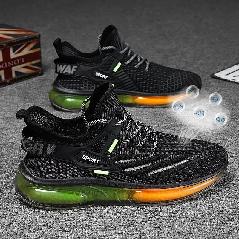 Designer casual shoes Cross border popular men's fly woven mesh breathable sports casual men's shoes jelly trendy single shoes anti slip and