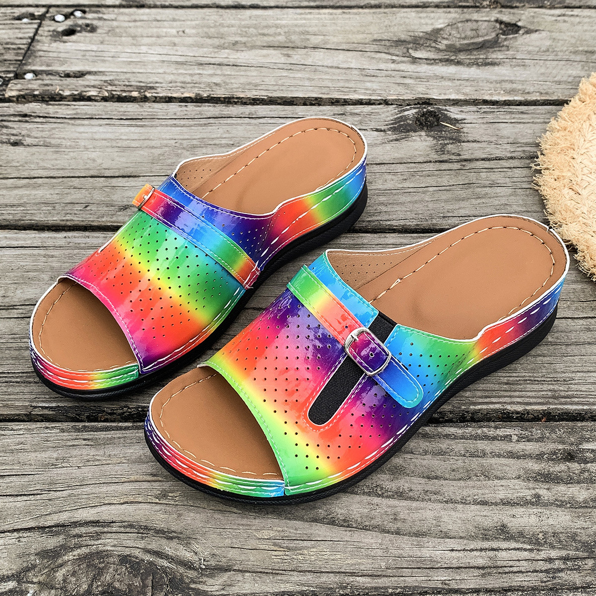 Large Casual Shoes Women S Shoes Summer New Style For Outerwear With Metal Buckle Thick Sole Fishmouth Wedge Sandals Ddmysaturn