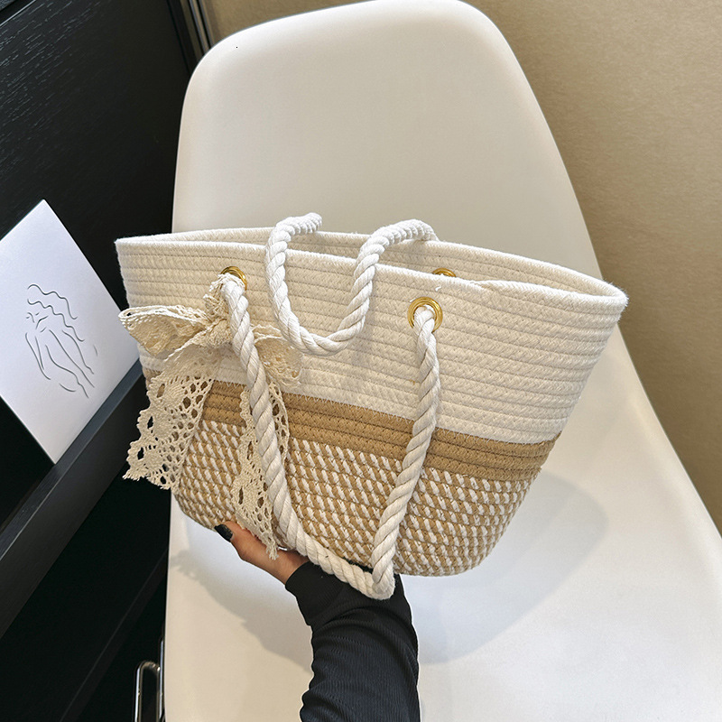 Free Delivery Designer Bag Weaving Large Capacity Fashionable Scarves Hands For Summer 2025 Gentle And Elegant Single Shoulder Underarm Stylish Tote 8