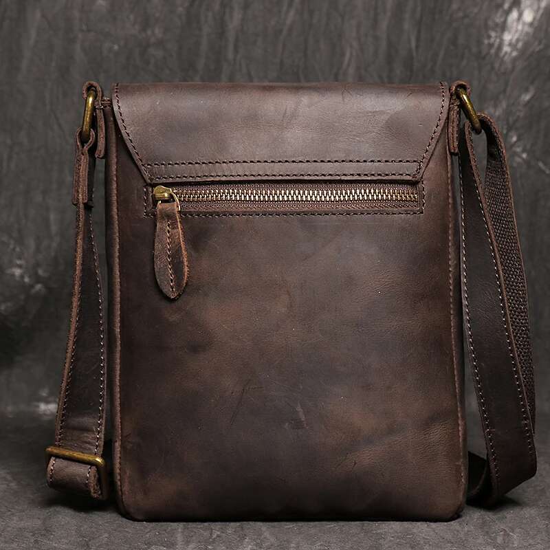 Genuine Leather Daily Casual Shoulder For Men Small Dark Brown Vintage Messenger Bag Men's New Fashion Design Sling Bags