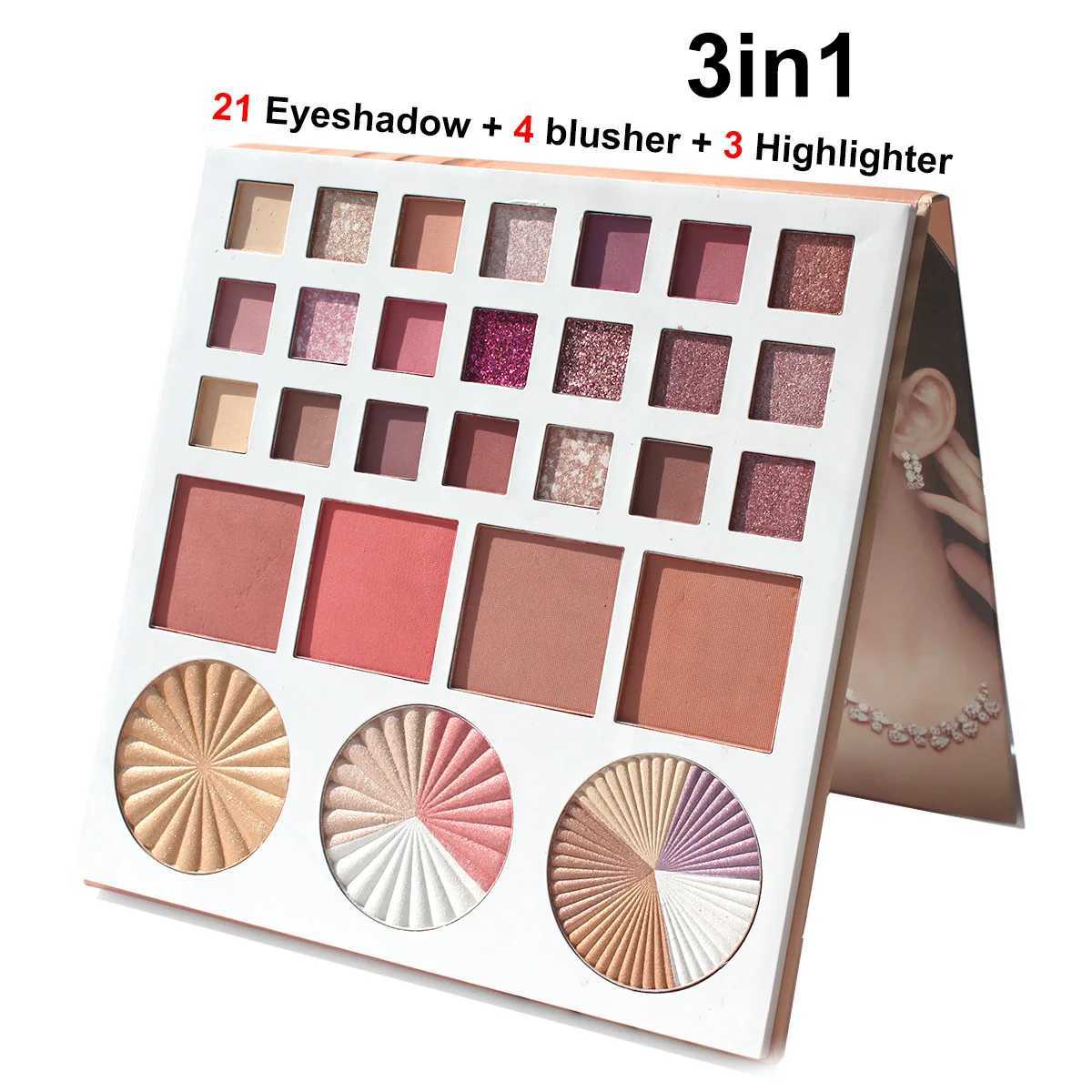 Makeup Palette Travel Set 21 Color Eyeshadow 4 Color Blush 3 Color Highlight Matte Shimmer Women Eye Shadow Waterproof Cosmetics W250520
