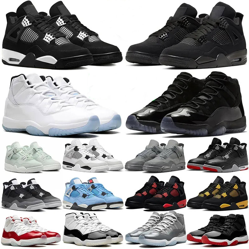 Top Quality 4 Basketball Shoes Metallic Black Cats 4S Sneakers White Thunder Military Blue Bred Cool Grey Pink Mens Outdoor Shoe