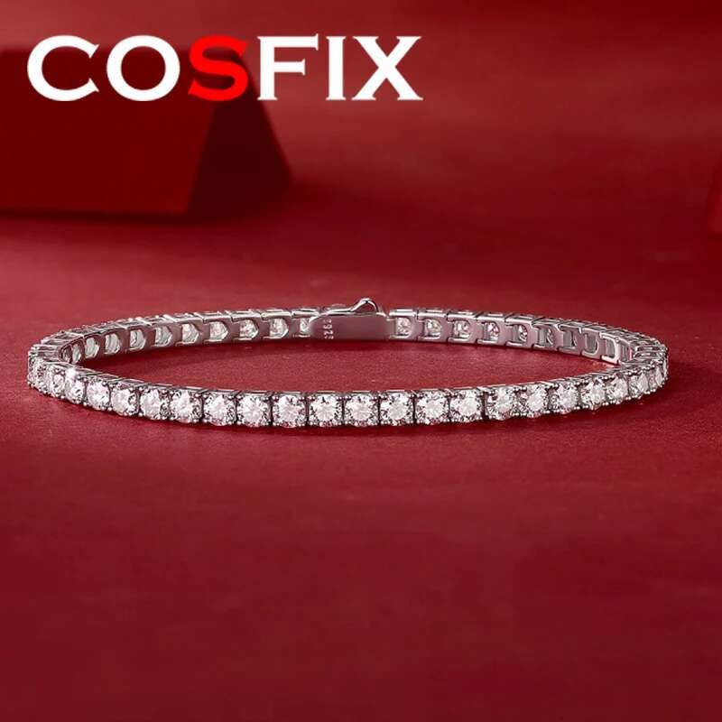 Real 3-6.5mm Moissanite Sparkling Full Diamond GRA 925 Sterling Silver Wedding Engagement Party Jewelry Bracelet For Women