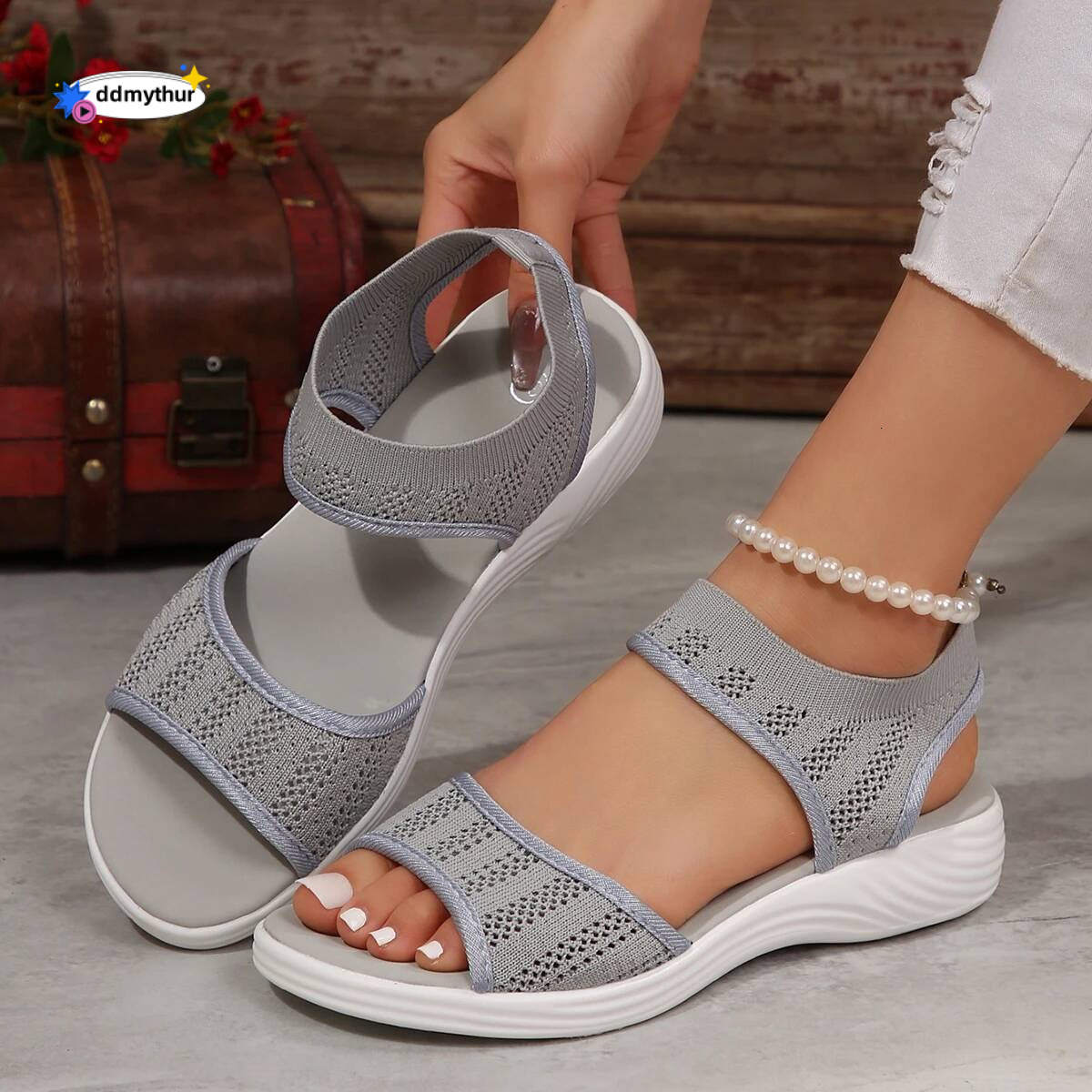New Women Summer Fashion Mesh Casual Fish Mouth Sports Sandals Plus Size 43 Flying Woven Flat Shoes Sandalias Mujer ddmythur