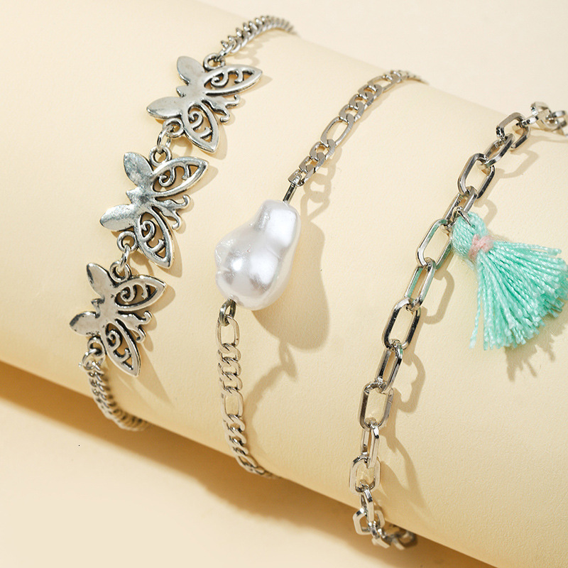 Alloy shell turquoise pendant design with hollow out alloy jewelry, pearl tassel bracelet