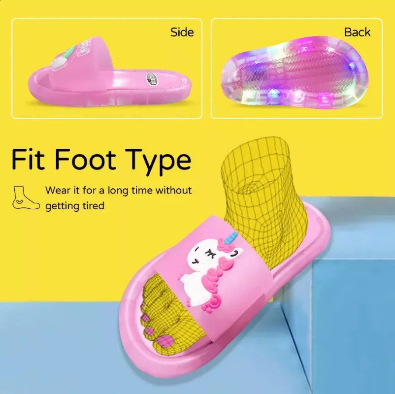 Children's Boys Girls Slippers Cartoon Unicorn Animals Prints Shoes Lighted Fashion Cute Shoes Bathroom Kids Toddler Slippers 250514