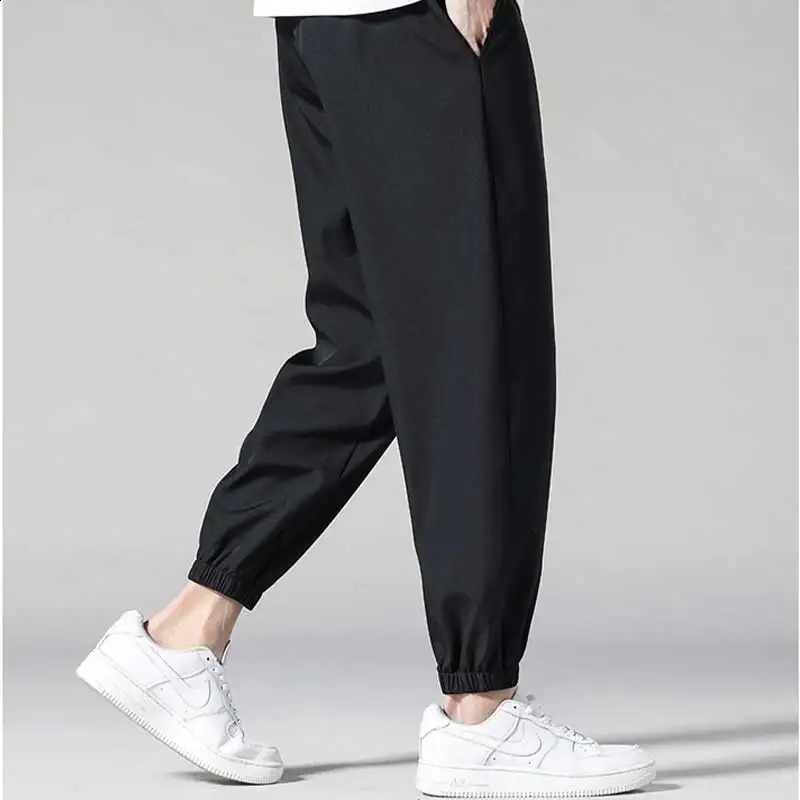 Ice silk pants for men in summer thin casual quick drying sports sweatpants loose ankle Haren 250517