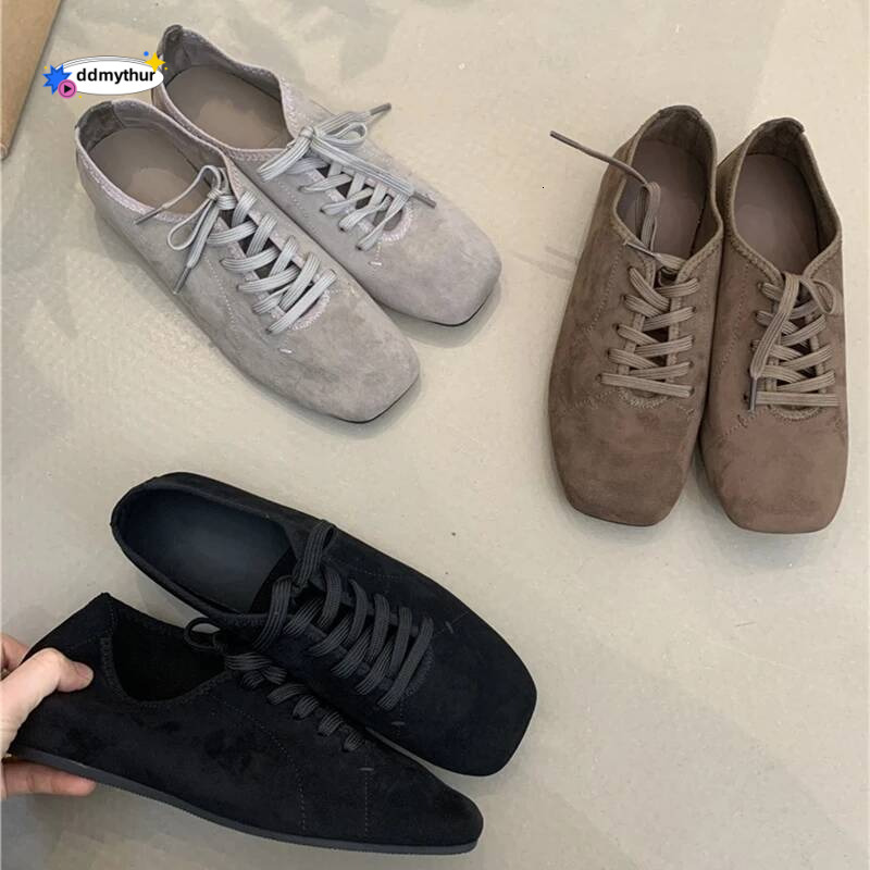 Women's Flat 2025 New Square Toe Vintage Lace-up Female Shoes Large Size Loafers For Women ddmythur