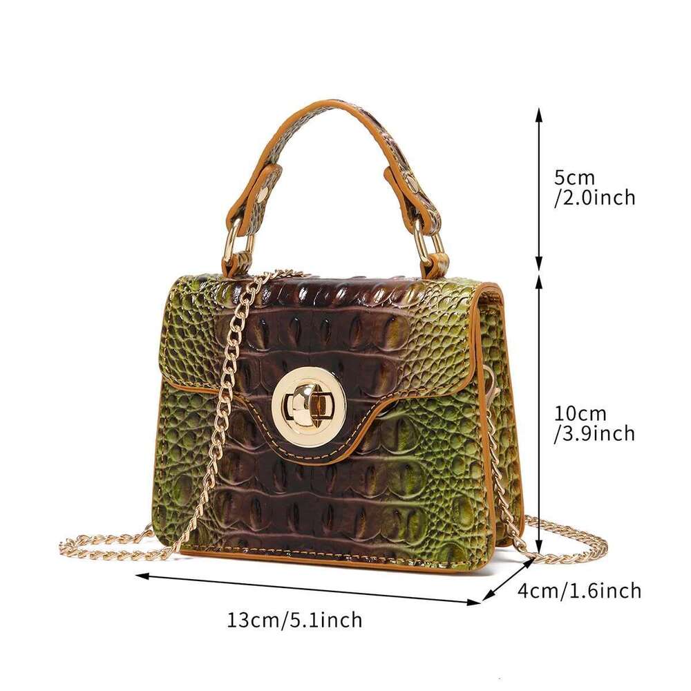 Dinner Handbag Crocodile Pattern Colorful Shaped Small Bag Mini Compact And Cute,Tiny,Wallet, Smaller