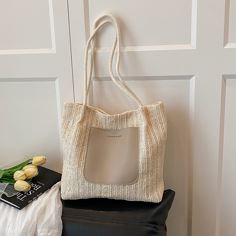 Free Delivery Designer Bag 2025 Summer Straw Woven Bag For Women Sweet Weaving Large Capacity Tote Simple Small Fresh Single Shoulder Bag Trendy Luxur