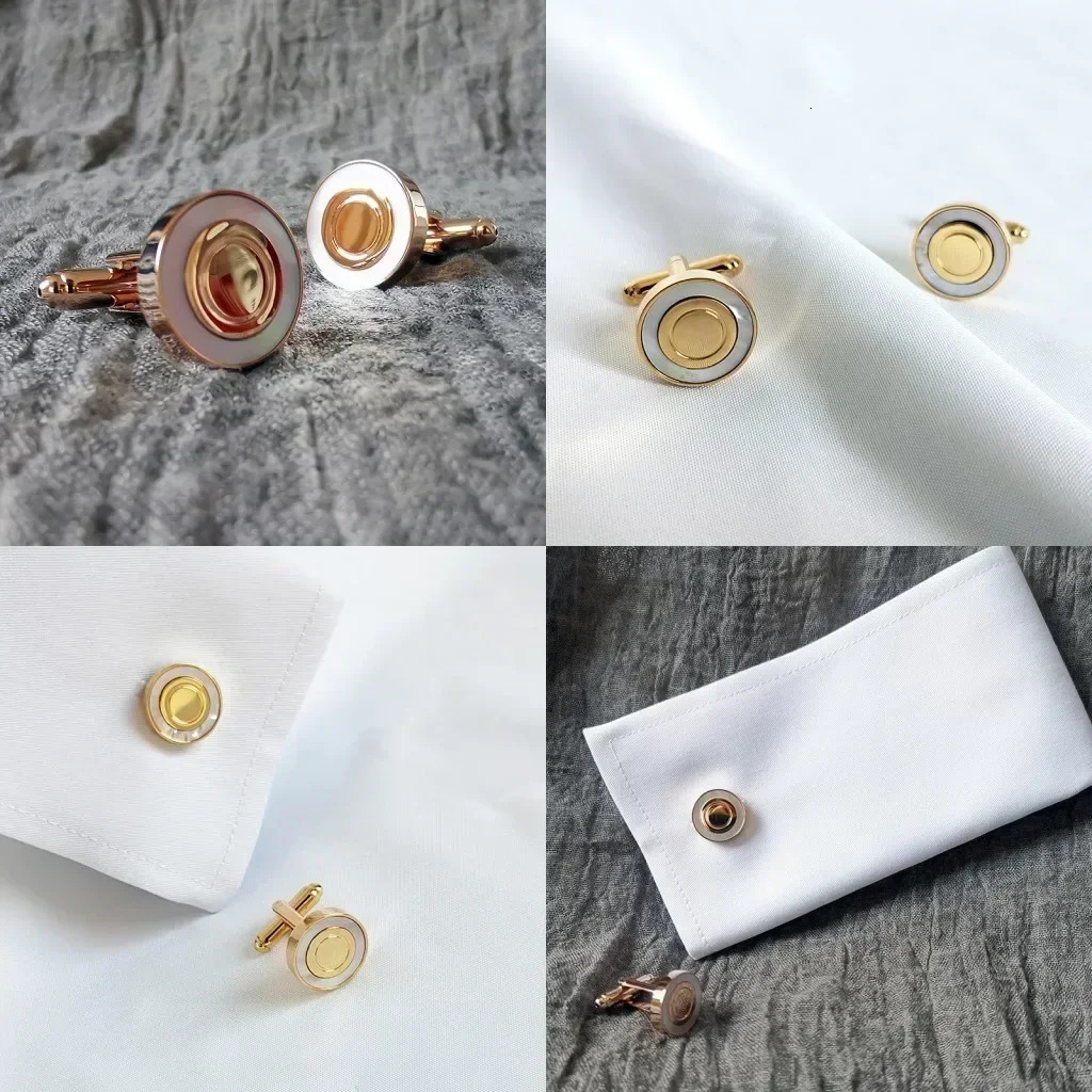 Pearl Fritillaria French Cufflinks Men and Women Dress Shirt Cuff-link Fashion Advanced Suit Business Sleeve Button Jewelry 250516