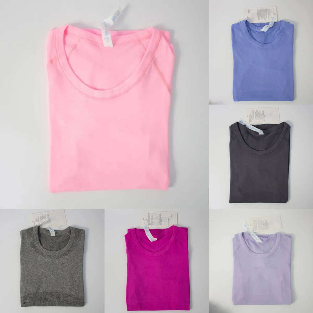 Women Designer Yoga Tshirt High Elastic Breathable Running Top Quick Dry Seamless Short Sleeve Sports Shirt Gym Workout Outdoor Activewear Fitness Clo