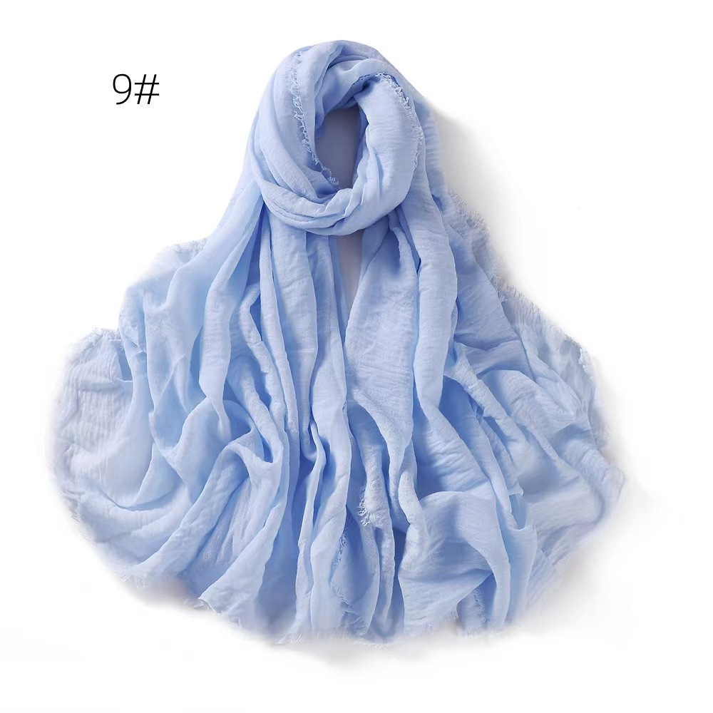T759 solid color cotton and linen breathable gauze scarf sunscreen women's shawl Malay headscarf scarf