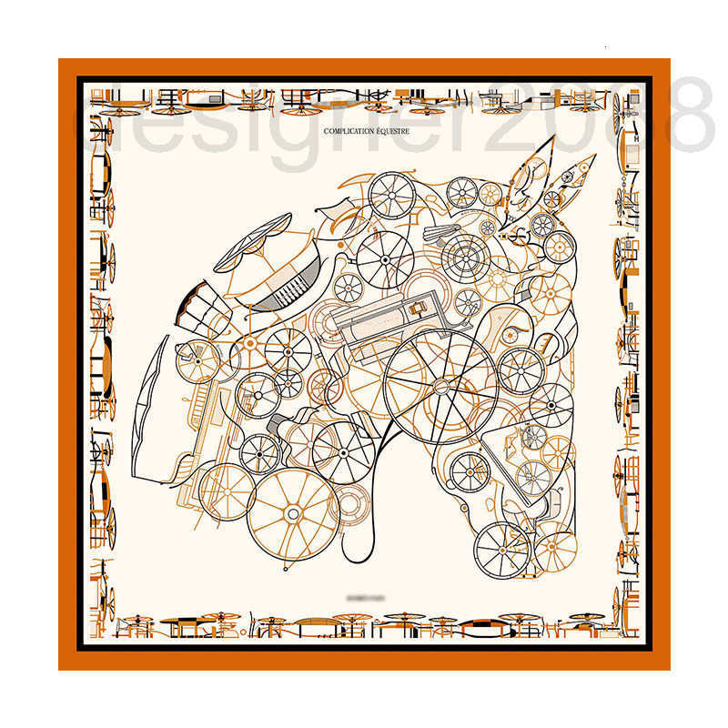 10A Mirror Quality woman Scarves Designer French dessert H scarf new double-sided silk twill 90 square scarf 100% mulberry silk scarf shawl