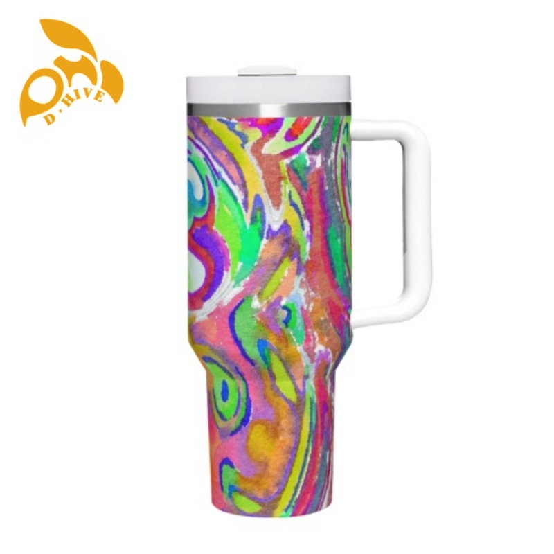 Free Shipping Professional Customized Large-capacity handle car cup 40oz double drinking bottle straw drink coffee bottle