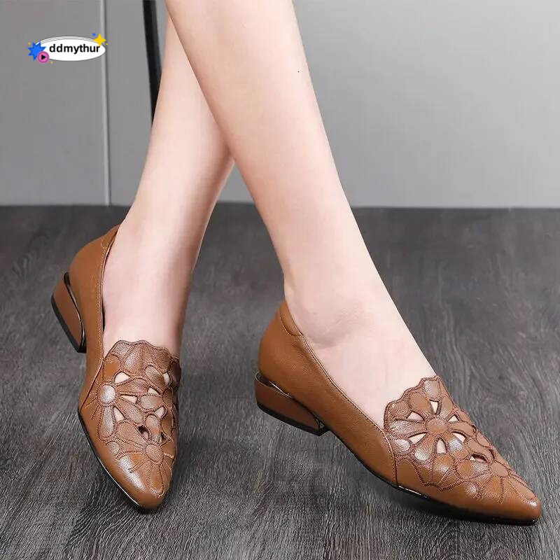 Mid Casual for Women Heels Wedding Hollow Out Black Square Heel Formal Shoes Work Lady Fall Zapatilla Mujer ddmythur