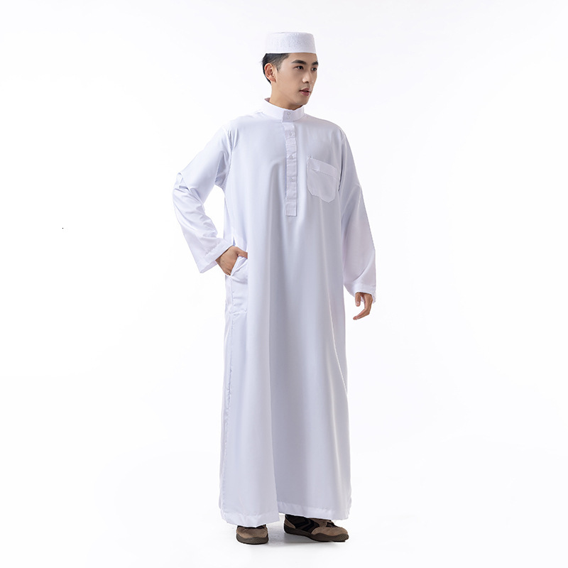 2025 New Fashionable Arab Robe Worship Dubai Hui Standing Collar Ethnic Style Men's Clothing