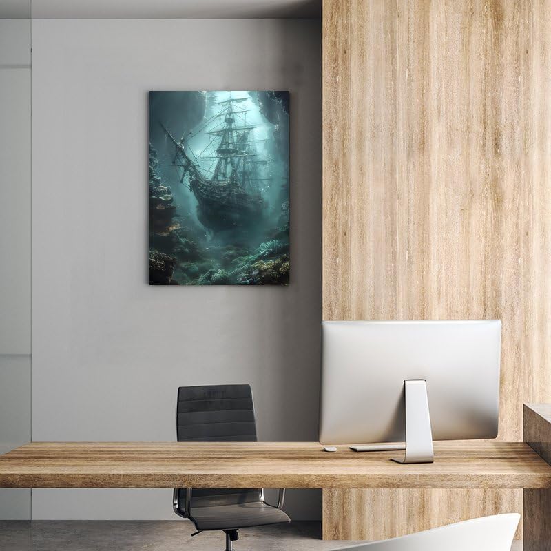 Generic Sunken Ship Canvas Poster Wall Art Decor Print Picture Paintings for Living Room Gift ForBedroom Decoration 24x36inch(60x90cm)