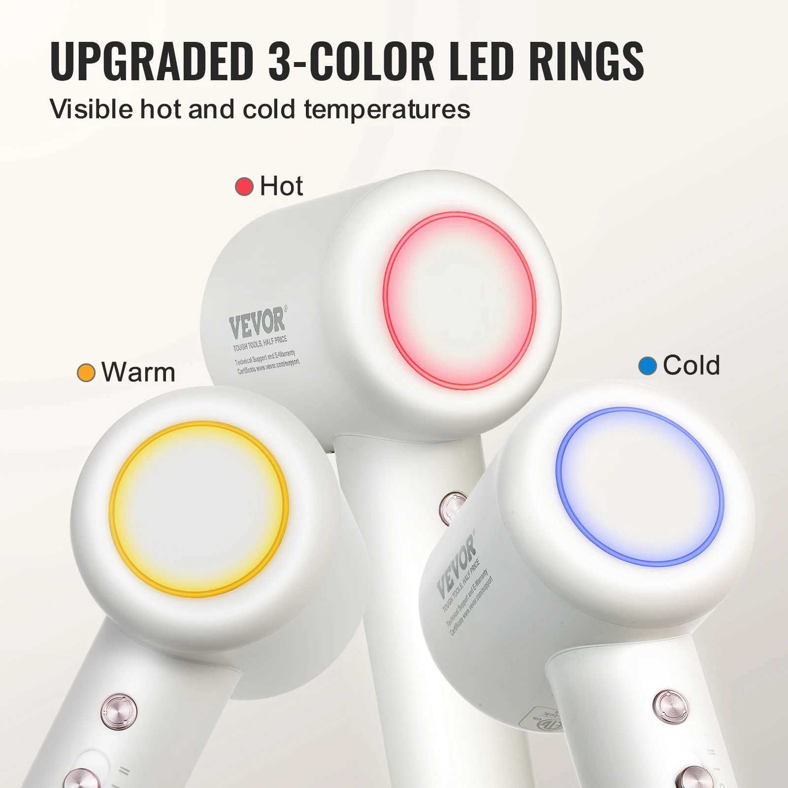 VEVOR High-Speed Hair Dryer with Brushless Motor 200 Million Negative Ions Lightweight Hairdryer with Nozzle for Home Travel z250520