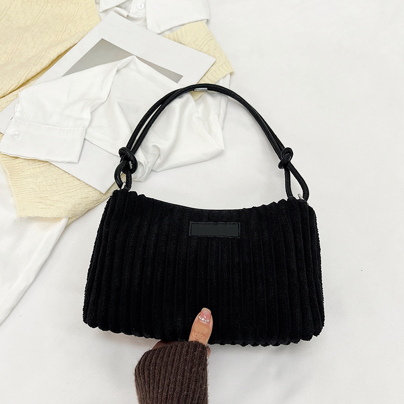 Free Delivery Designer Bag Winter Fashion Commuter 2025 Large Capacity Simple Corduroy Hairy Single Shoulder Underarm Bag For Women Luxury Bag