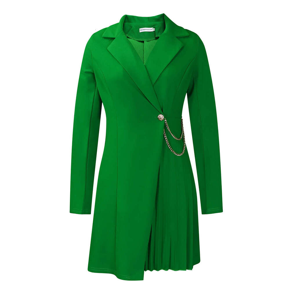 Women's Wear D3301 Autumn And Winter New Sexy Waist Cinching Pleated Suit Collar Dress