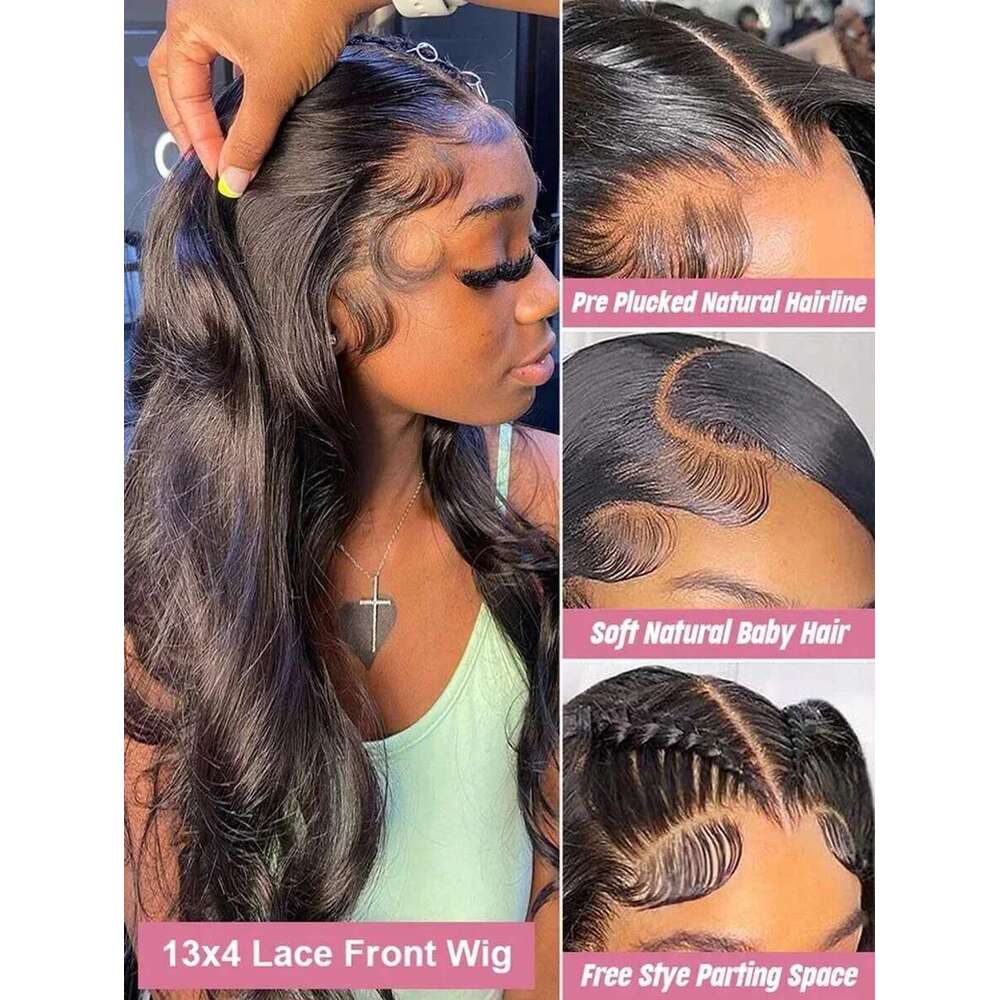 30 40 Inch Body Wave 13x6 Hd Transparent Frontal Human High Density Lace Front Wig Black Women Brazilian Hair Wigs