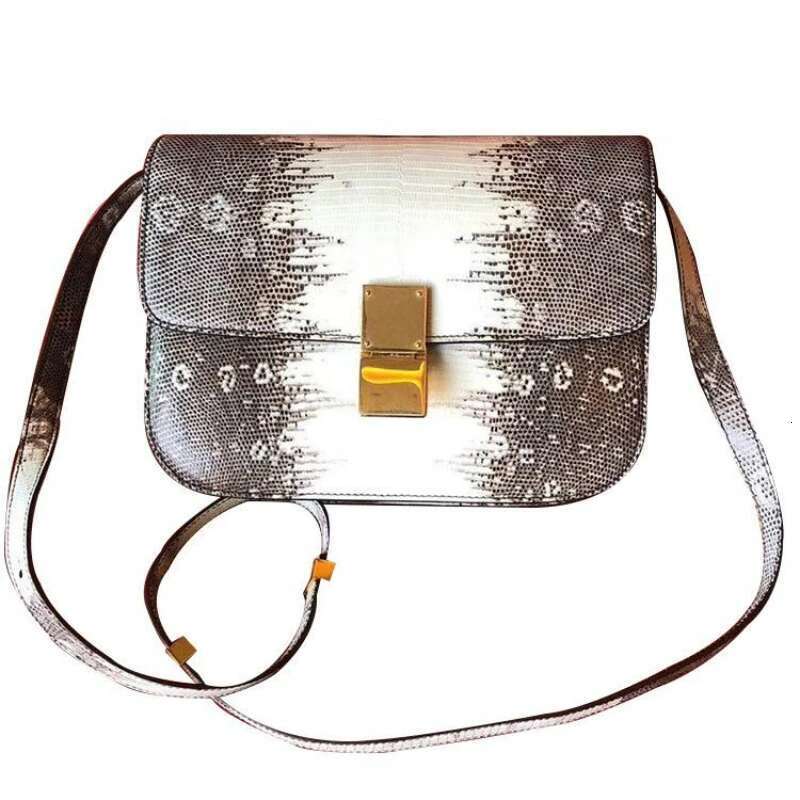 Lizard Pattern Tofu Design Real Leather Saddle Top Quality One Shoulder Messenger Women's New Square Box Bag