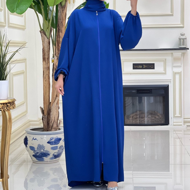 Designer Fashion Dubai 2025 Solid Abaya Prayer Headband Robe Clothing Zipper Women's Long Dress