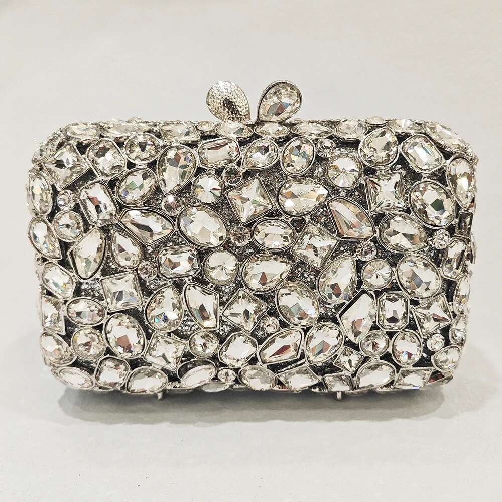 Sier/Gold/Blue Stone Evening Clutch Wedding Bag Crystal Bridal Prom Handbags Dinner Banquet Women Clutches Bags