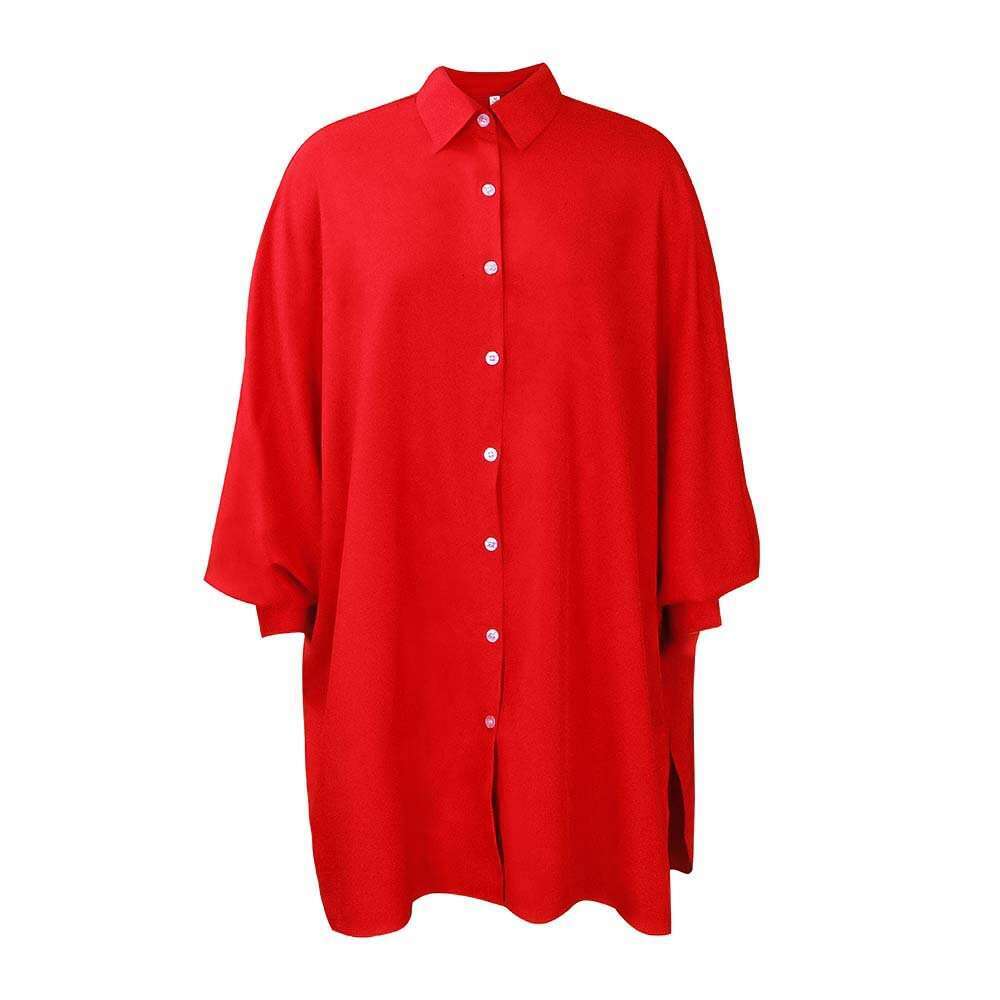 Women's Wear Spring New Loose Waist Style Flip Collar Solid Color Large Shirt Dress