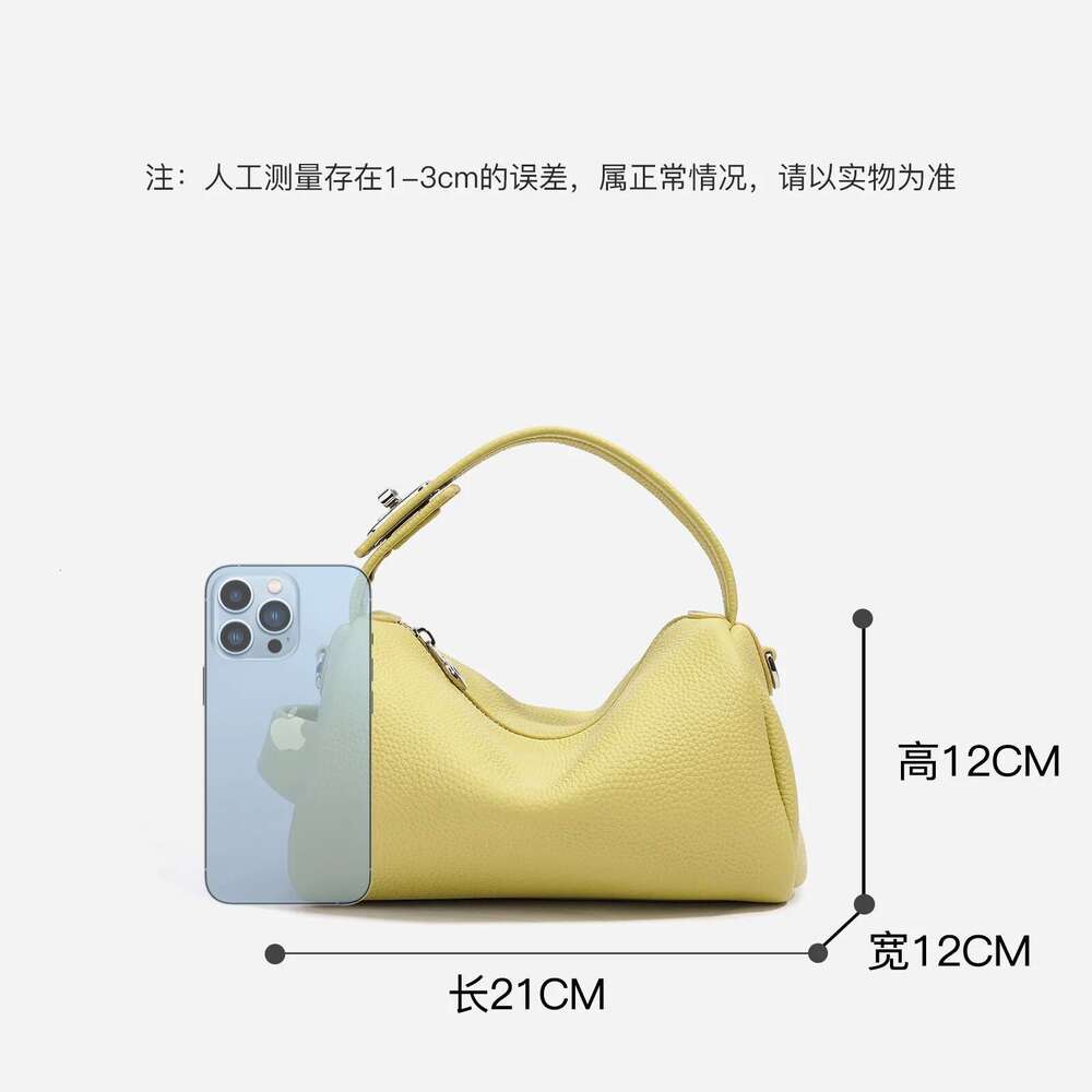 New genuine pillow handbag slanted head layer cowhide soft leather one-shoulder hand-held Boston women's bag