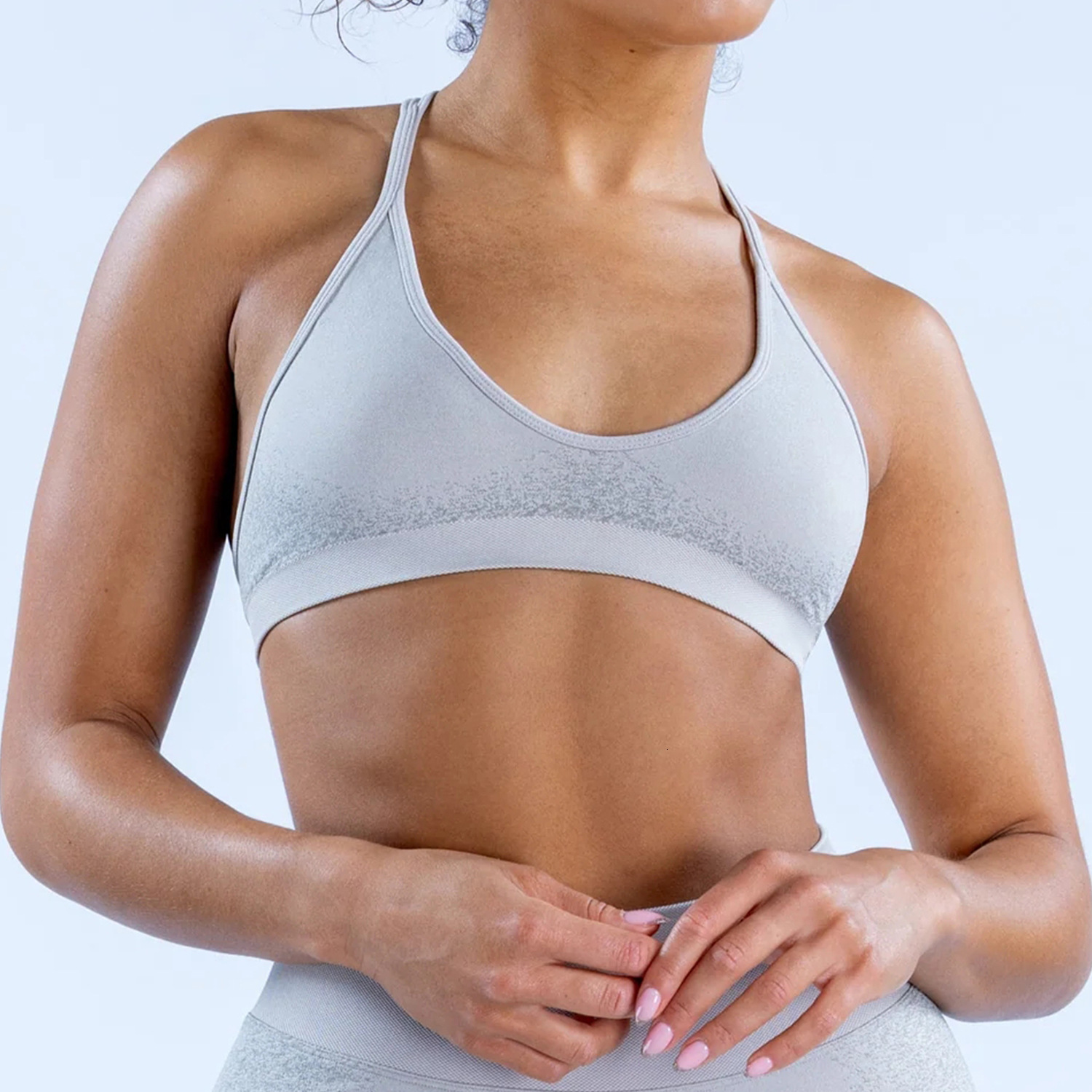 Tight fitting seamless back yoga high elasticity jacquard outerwear, fitness bra, sports bra