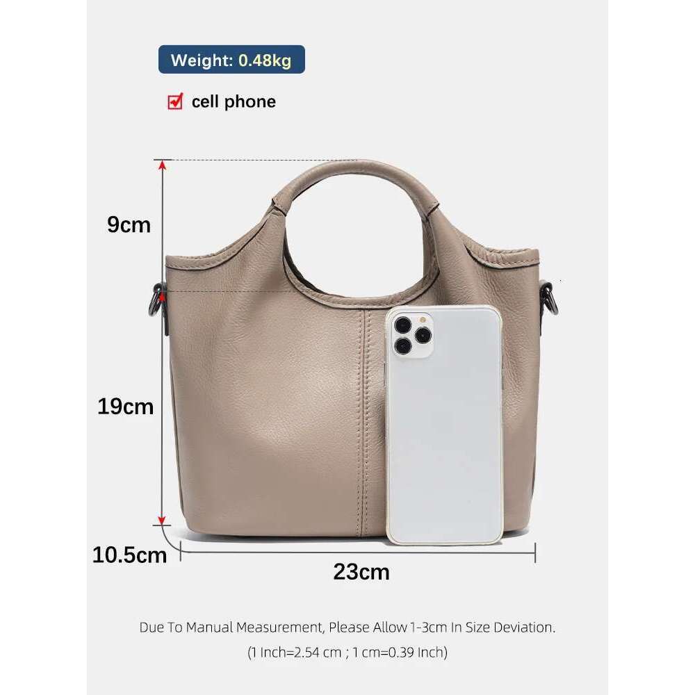 Zency Vintage Leather Shoulder Bag Women Small Designer Khaki Tote Crossbody Hobo Handbag Large Capacity For Shopper