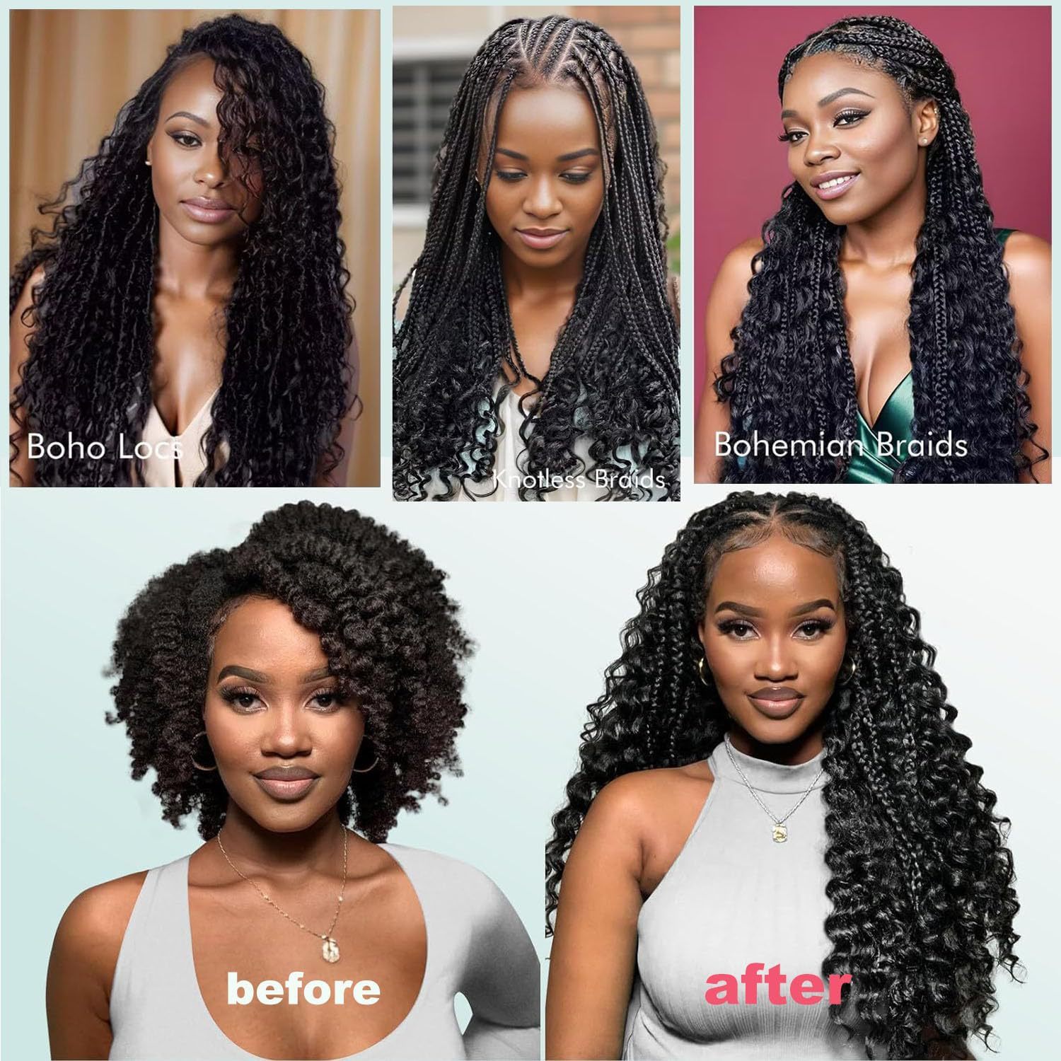 ViBESHiFT18-22 Inch Deep Wave Bulk Hair Extensions 100% Human Hair 12A Brazilian Virgin Hair for Women Seamless Look Party Daily Work